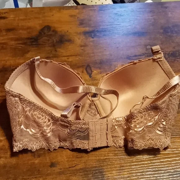 NWOT 36D Feminine Rene Rofe caramel Colored Lace Sexy Padded Underwire Bra - Picture 7 of 12